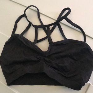 High neck strappy black bralette
